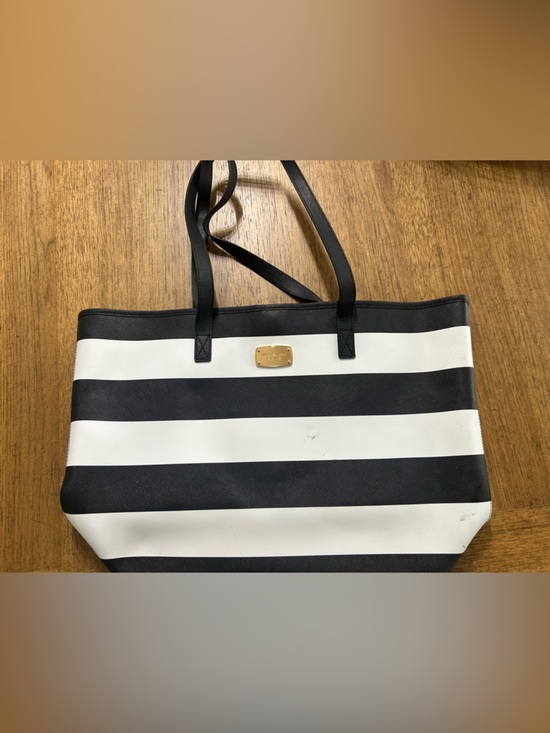Michael Kors Handbags - Michael Kors Black & White Stripe Tote Bag with Gold Plaque